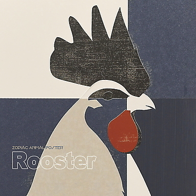 PSD 동물 한마리 디자인 포스터 얼굴 상징 일러스트 사람없음 파란색 회색 십이지신 닭띠 닭 콜라주 국내일러스트 1 컬러 조류 신체부위 파일형식