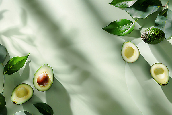 JPG 편집 편집이미지 잎 과일 단면 그림자 사람없음 합성 아보카도 편집소스 편집실사 AI포토 AI콘텐츠 식물 CG 파일형식