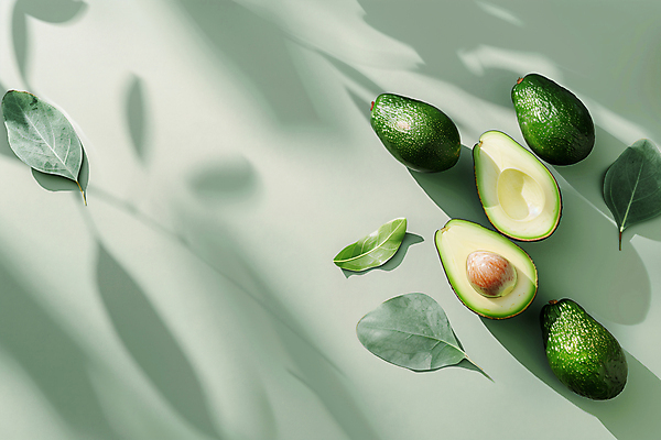 JPG 편집 편집이미지 잎 과일 단면 그림자 사람없음 합성 아보카도 편집소스 편집실사 AI포토 AI콘텐츠 식물 CG 파일형식