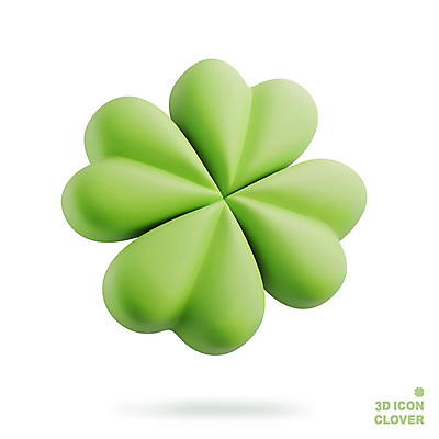 PSD 아이콘 상징 사람없음 연두색 3D아이콘 3D 희망 봄 행운 네잎클로버 클로버 심플 식물 계절 감정 컨셉 초록색 디지털합성 파일형식