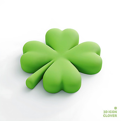 PSD 아이콘 상징 사람없음 연두색 3D아이콘 3D 희망 봄 행운 네잎클로버 클로버 심플 식물 계절 감정 컨셉 초록색 디지털합성 파일형식