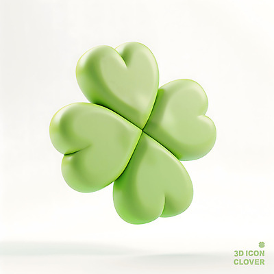 PSD 아이콘 상징 사람없음 연두색 3D아이콘 3D 희망 봄 행운 네잎클로버 클로버 심플 식물 계절 감정 컨셉 초록색 디지털합성 파일형식
