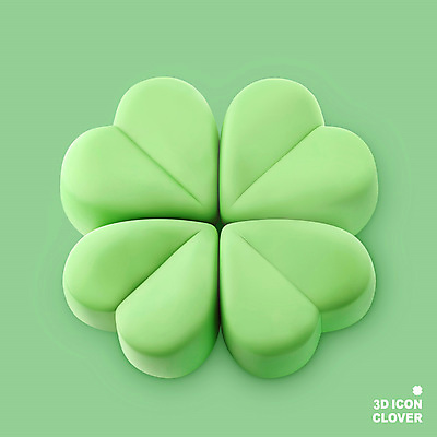 PSD 아이콘 상징 사람없음 연두색 3D아이콘 3D 희망 봄 행운 네잎클로버 클로버 심플 식물 계절 감정 컨셉 초록색 디지털합성 파일형식
