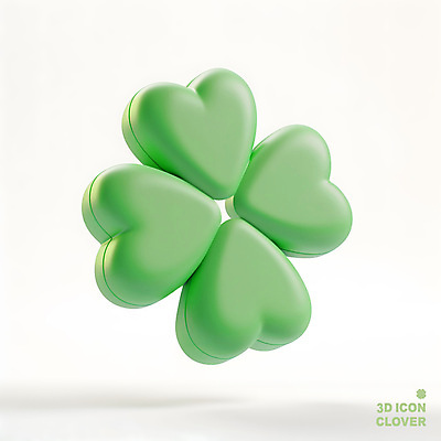 PSD 아이콘 상징 사람없음 연두색 3D아이콘 3D 희망 봄 행운 네잎클로버 클로버 심플 식물 계절 감정 컨셉 초록색 디지털합성 파일형식