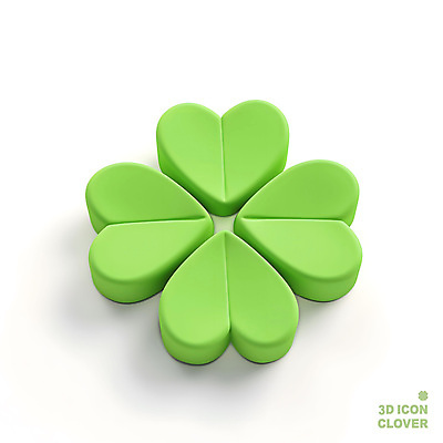 PSD 아이콘 상징 사람없음 연두색 3D아이콘 3D 희망 봄 행운 네잎클로버 클로버 심플 식물 계절 감정 컨셉 초록색 디지털합성 파일형식