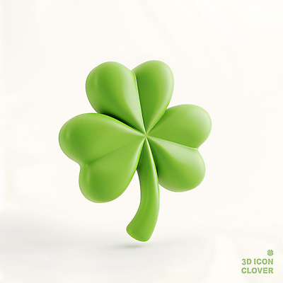 PSD 아이콘 상징 사람없음 연두색 3D아이콘 3D 희망 봄 행운 네잎클로버 클로버 심플 식물 계절 감정 컨셉 초록색 디지털합성 파일형식