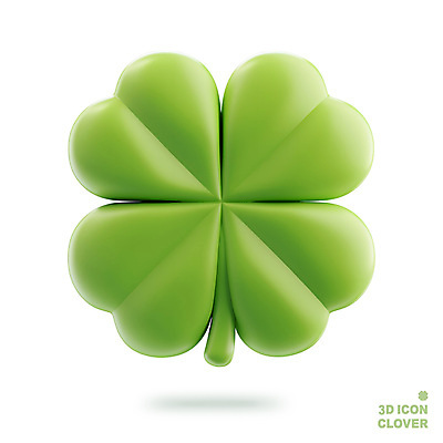 PSD 아이콘 상징 사람없음 연두색 3D아이콘 3D 희망 봄 행운 네잎클로버 클로버 심플 식물 계절 감정 컨셉 초록색 디지털합성 파일형식