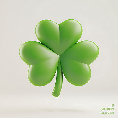 PSD 아이콘 상징 사람없음 연두색 3D아이콘 3D 희망 봄 행운 네잎클로버 클로버 심플 식물 계절 감정 컨셉 초록색 디지털합성 파일형식