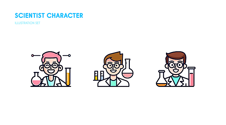 남자 인물캐릭터 일러스트 성인 세명 귀여움 실험복 과학자 시험관 비커 엘리먼트 성인남자만 일러캐릭터 AI파일 직업 캐릭터 과학 컨셉 실험기구 사람 가운 학자 남자만 성인만 파일형식 벡터