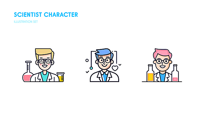 남자 인물캐릭터 일러스트 성인 세명 귀여움 실험복 과학자 시험관 비커 엘리먼트 성인남자만 일러캐릭터 AI파일 직업 캐릭터 과학 컨셉 실험기구 사람 가운 학자 남자만 성인만 파일형식 벡터