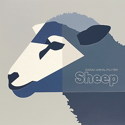 PSD 동물 한마리 디자인 포스터 얼굴 상징 일러스트 사람없음 파란색 회색 십이지신 양띠 양 콜라주 국내일러스트 1 컬러 포유류 신체부위 파일형식