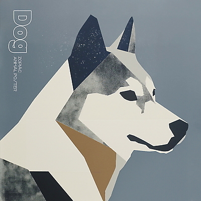 PSD 동물 한마리 디자인 포스터 얼굴 상징 일러스트 사람없음 파란색 회색 십이지신 개 개띠 콜라주 국내일러스트 1 컬러 포유류 신체부위 파일형식