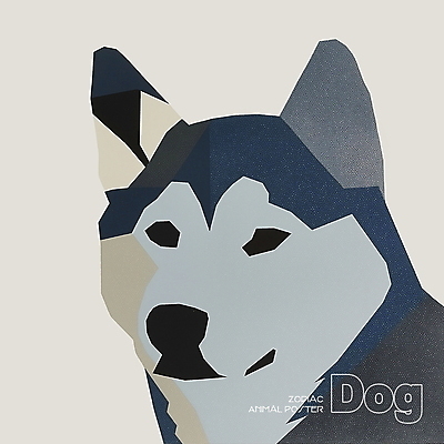 PSD 동물 한마리 디자인 포스터 얼굴 상징 일러스트 사람없음 파란색 회색 십이지신 개 개띠 콜라주 국내일러스트 1 컬러 포유류 신체부위 파일형식