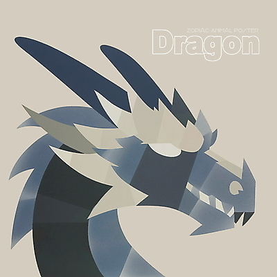 PSD 동물 한마리 디자인 포스터 얼굴 상징 일러스트 사람없음 파란색 회색 용띠 십이지신 용 콜라주 국내일러스트 1 컬러 신체부위 파일형식