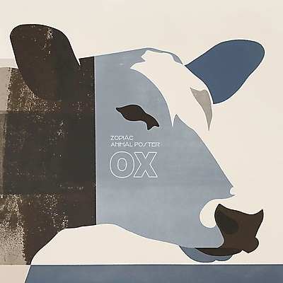 PSD 동물 한마리 디자인 포스터 얼굴 상징 일러스트 사람없음 파란색 회색 십이지신 소띠 소 콜라주 국내일러스트 1 컬러 포유류 신체부위 파일형식