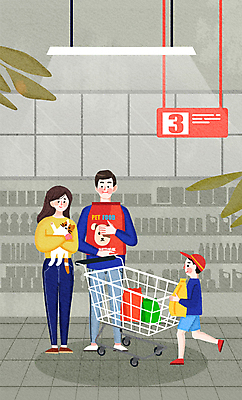 PSD 여자 남자 행복 어린이 일러스트 가족 안기 들기 소년 성인 세명 반려동물 장보기 고양이 쇼핑카 회색 먹이 마트 반려묘 국내일러스트 동물 감정 컬러 포유류 관계 모션 사람 쇼핑 상점 카트 파일형식