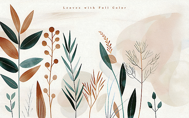 PSD 일러스트 자연 추상 나뭇잎 수채화 사람없음 가을 풀잎 분위기 베이지색 국내일러스트 계절 컬러 컨셉 잎 무늬 풀_식물 생태계 파일형식