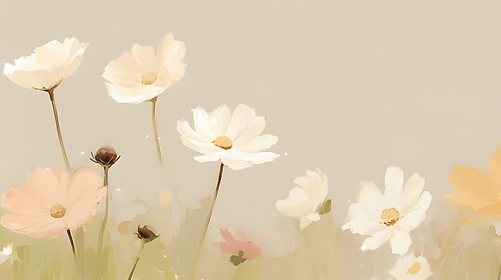 JPG 꽃밭 일러스트 자연 풍경 사람없음 평화 들꽃 가을 코스모스 베이지색 카피스페이스 국내일러스트 AI일러스트 AI콘텐츠 계절 꽃 컬러 컨셉 공백 생태계 파일형식