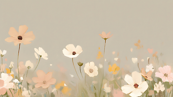 JPG 꽃밭 일러스트 자연 풍경 사람없음 평화 들꽃 가을 코스모스 베이지색 카피스페이스 국내일러스트 AI일러스트 AI콘텐츠 계절 꽃 컬러 컨셉 공백 생태계 파일형식