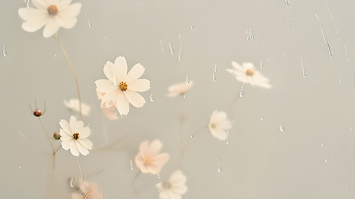 JPG 꽃밭 일러스트 자연 풍경 사람없음 평화 들꽃 가을 빗방울 코스모스 베이지색 카피스페이스 국내일러스트 AI일러스트 AI콘텐츠 계절 꽃 컬러 컨셉 공백 비_날씨 생태계 파일형식