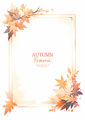 PSD 단풍 낙엽 일러스트 수채화 프레임 사람없음 주황색 카피스페이스 가을배경 국내일러스트 컬러 백그라운드 잎 공백 파일형식 가을_계절