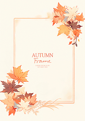 PSD 단풍 낙엽 일러스트 수채화 프레임 사람없음 주황색 카피스페이스 가을배경 국내일러스트 컬러 백그라운드 잎 공백 파일형식 가을_계절