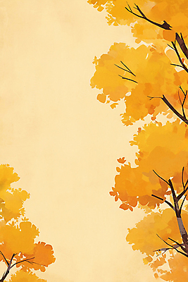 JPG 일러스트 사람없음 노란색 가을풍경 은행잎 은행나무 카피스페이스 가을배경 국내일러스트 AI일러스트 AI콘텐츠 나무 컬러 백그라운드 잎 풍경 공백 파일형식 가을_계절