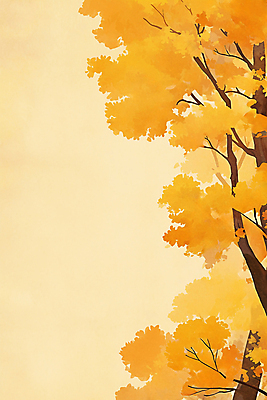 JPG 일러스트 사람없음 노란색 가을풍경 은행잎 은행나무 카피스페이스 가을배경 국내일러스트 AI일러스트 AI콘텐츠 나무 컬러 백그라운드 잎 풍경 공백 파일형식 가을_계절