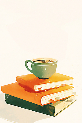 JPG 커피 일러스트 따뜻함 취미 사람없음 책 컬러풀 독서 커피잔 읽기 심플 국내일러스트 AI일러스트 AI콘텐츠 음료 컬러 모션 잔 파일형식