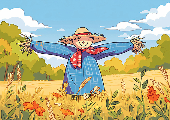 JPG 꽃 단풍 밭 일러스트 자연 사람없음 귀여움 수확 가을 시골 허수아비 국내일러스트 AI일러스트 AI콘텐츠 식물 계절 컨셉 잎 농업 생태계 파일형식