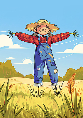 JPG 단풍 밭 일러스트 자연 웃음 초원 사람없음 귀여움 수확 가을 시골 허수아비 국내일러스트 AI일러스트 AI콘텐츠 계절 컨셉 잎 농업 표정 생태계 파일형식