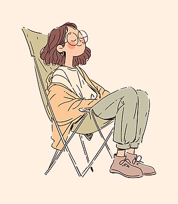 전신 PSD 여자 여유 일러스트 한명 성인 일상 캠핑 가을 감성 베이지색 성인여자한명만 캠핑의자 국내일러스트 1 계절 감정 컬러 컨셉 의자 레저 캠핑도구 사람 라이프 여자한명만 성인여자만 파일형식