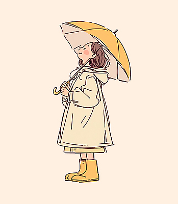 전신 PSD 여자 일러스트 우산 한명 성인 일상 가을 비 우비 장마 감성 베이지색 성인여자한명만 국내일러스트 자연요소 1 옷 계절 컬러 컨셉 날씨 사람 라이프 비_날씨 여자한명만 성인여자만 파일형식