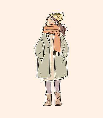 전신 PSD 모자 여자 여유 일러스트 한명 성인 일상 목도리 가을 감성 비니 베이지색 성인여자한명만 국내일러스트 모자_잡화 1 잡화 계절 감정 컬러 컨셉 사람 라이프 여자한명만 성인여자만 파일형식