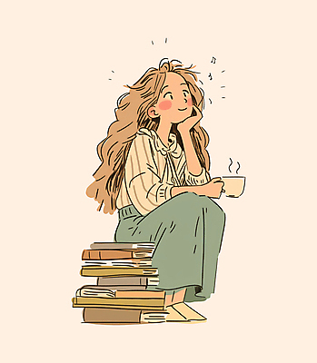 전신 PSD 여자 여유 커피 일러스트 한명 성인 일상 책 독서 가을 감성 베이지색 성인여자한명만 국내일러스트 1 계절 감정 음료 컬러 컨셉 사람 라이프 여자한명만 성인여자만 파일형식