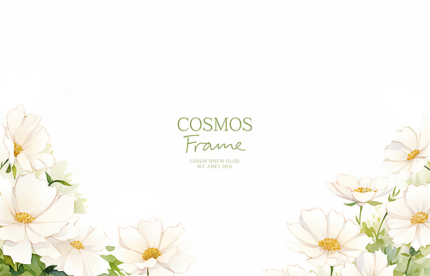 PSD 배너 일러스트 봄꽃 수채화 프레임 사람없음 가을 흰색 화려 코스모스 카피스페이스 봄배경 국내일러스트 계절 꽃 컬러 백그라운드 컨셉 봄 공백 파일형식