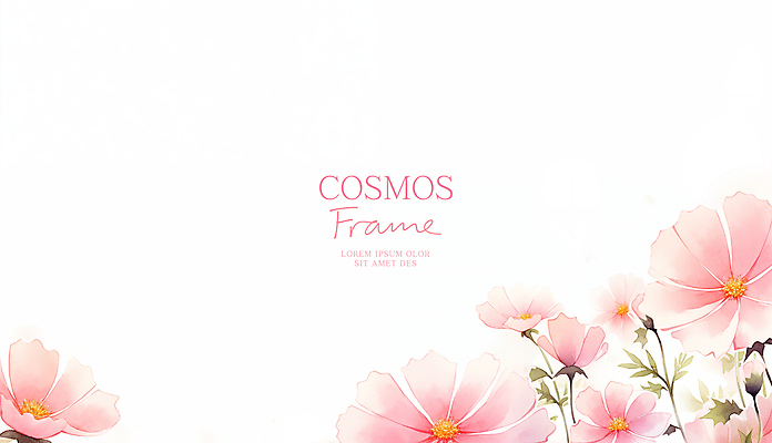 PSD 배너 분홍색 일러스트 봄꽃 수채화 프레임 사람없음 가을 화려 코스모스 카피스페이스 봄배경 국내일러스트 계절 꽃 컬러 백그라운드 컨셉 봄 공백 파일형식