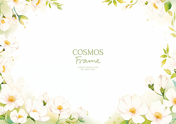 PSD 배너 일러스트 봄꽃 수채화 프레임 사람없음 가을 흰색 화려 코스모스 카피스페이스 봄배경 국내일러스트 계절 꽃 컬러 백그라운드 컨셉 봄 공백 파일형식