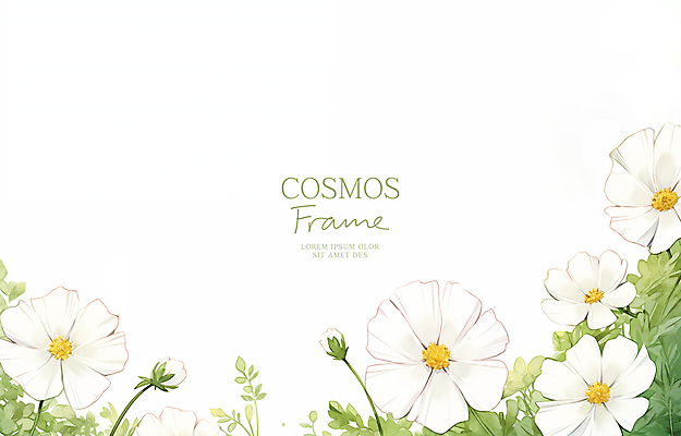 PSD 배너 일러스트 봄꽃 수채화 프레임 사람없음 가을 흰색 화려 코스모스 카피스페이스 봄배경 국내일러스트 계절 꽃 컬러 백그라운드 컨셉 봄 공백 파일형식