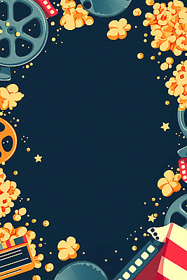 PSD 일러스트 프레임 사람없음 노란색 빈티지 클래퍼보드 극장 필름 영화 복고 팝콘 카피스페이스 국내일러스트 컬러 컨셉 문화예술 공백 파일형식