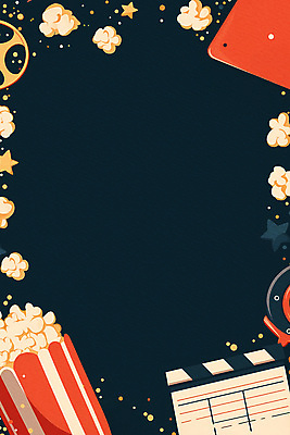 PSD 일러스트 프레임 사람없음 노란색 빈티지 클래퍼보드 극장 필름 영화 복고 팝콘 카피스페이스 국내일러스트 컬러 컨셉 문화예술 공백 파일형식