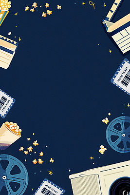 PSD 일러스트 프레임 사람없음 파란색 빈티지 클래퍼보드 극장 필름 영화 복고 팝콘 영화티켓 카피스페이스 국내일러스트 컬러 컨셉 문화예술 공백 티켓 파일형식