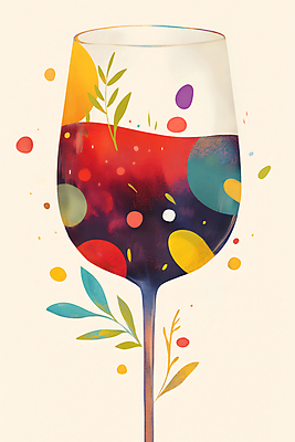 JPG 음료 와인잔 일러스트 추상 나뭇잎 사람없음 컬러풀 파티 와인 빈티지 탄산 국내일러스트 AI일러스트 AI콘텐츠 컬러 컨셉 잎 무늬 술잔 주류 이벤트 파일형식