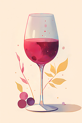 JPG 음료 와인잔 일러스트 포도 추상 나뭇잎 사람없음 컬러풀 파티 와인 빈티지 국내일러스트 AI일러스트 AI콘텐츠 컬러 컨셉 잎 무늬 술잔 과일 주류 이벤트 파일형식