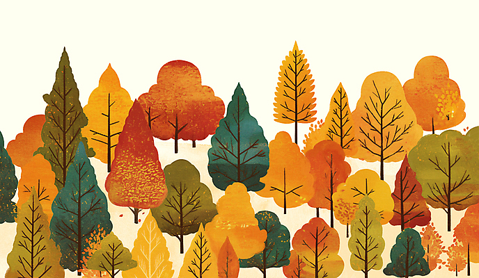 PSD 나무 단풍 낙엽 일러스트 동화 수채화 사람없음 가을풍경 주황색 숲 감성 국내일러스트 식물 컬러 컨셉 잎 풍경 파일형식 가을_계절