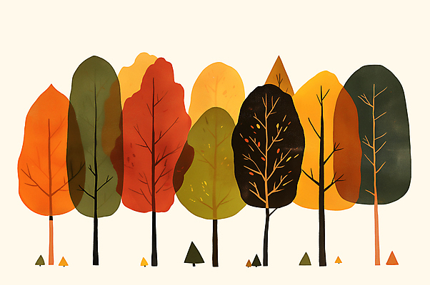PSD 나무 단풍 낙엽 일러스트 동화 수채화 사람없음 가을풍경 주황색 숲 감성 국내일러스트 식물 컬러 컨셉 잎 풍경 파일형식 가을_계절