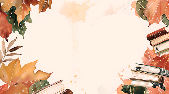 PSD 단풍 낙엽 일러스트 자연 수채화 프레임 사람없음 책 독서 갈색 가을 카피스페이스 국내일러스트 계절 컬러 잎 공백 생태계 파일형식