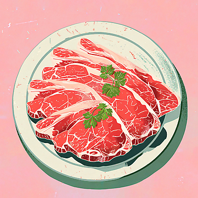 PSD 접시 포스터 분홍색 일러스트 생고기 스테이크 사람없음 추석 가을 빈티지 고급 한우 추석선물 국내일러스트 식기 계절 명절 컬러 컨셉 서양음식 육류 선물 소고기 파일형식 명절선물