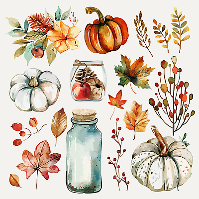 열매 꽃 단풍 스티커 낙엽 일러스트 호박 사람없음 세트 가을 병 오브젝트 솔방울 감성 엘리먼트 국내일러스트 AI파일 식물 식기 계절 컨셉 잎 채소 파일형식 벡터