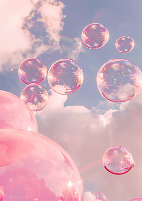 JPG 구름 편집이미지 분홍색 하늘 사람없음 비눗방울 감성 버블 편집실사 AI컴퓨터그래픽 AI콘텐츠 자연요소 컬러 컨셉 CG 파일형식